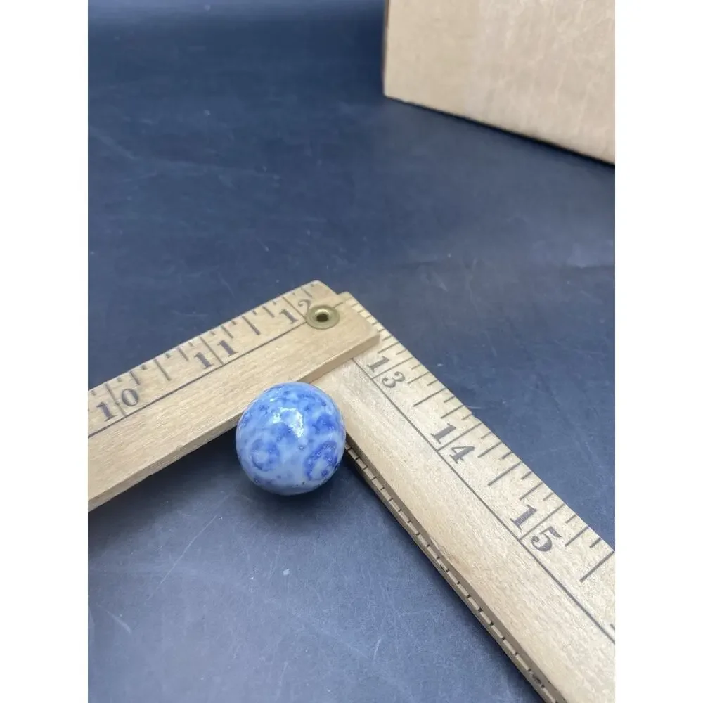 Vintage Large Clay Marble Textured Blue Variation And White 1#